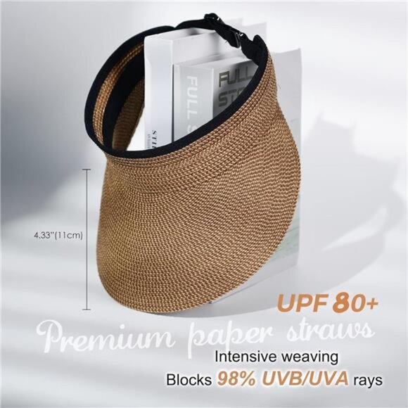 Womens Sun Visor Hat Straw Sun Visors for Women Summer Packable